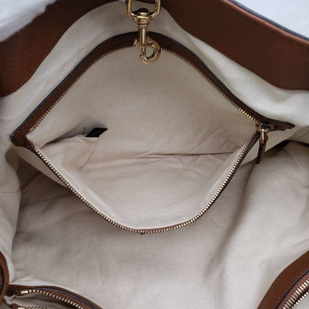 100% Authentic Gucci Leather Canvas Brown Tote Bag - Picture 14 of 16